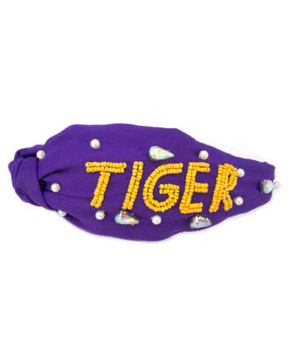 Game Day Tiger Beaded Headband