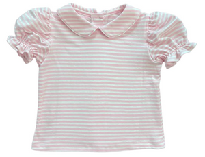 Short Sleeve Pink Stripe Knit Shirt