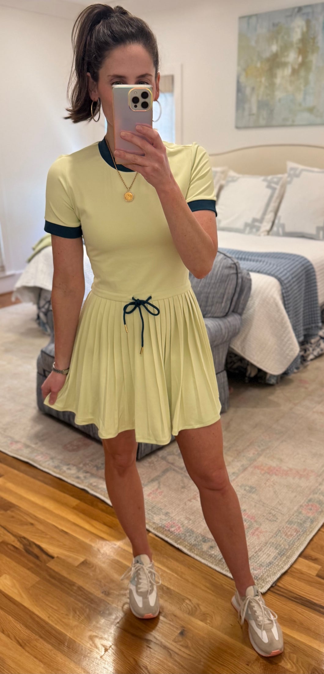 Women’s Lime Pleat Tennis Dress