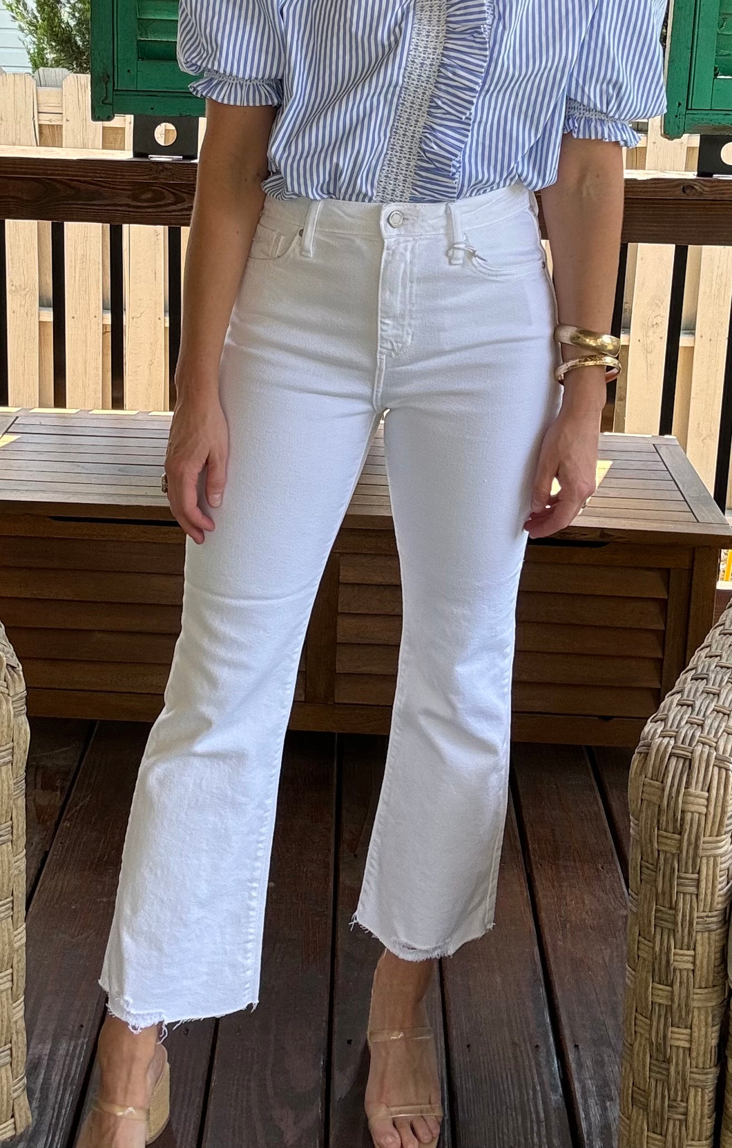 Vintage Cropped Flare White Jean