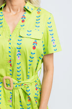 WOMEN'S Lime Mod Floral Shirt Dress