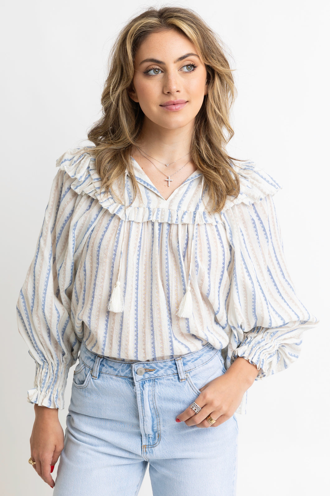 Women’s Stripe Ruffle Top