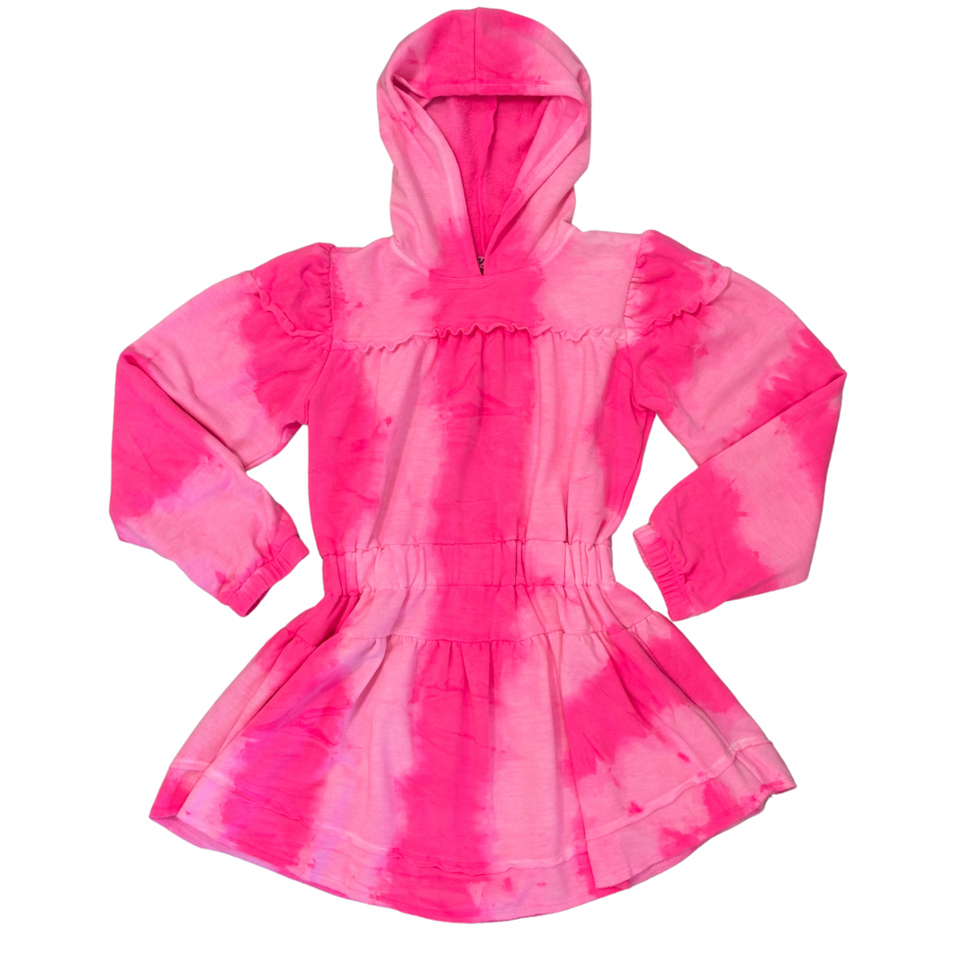 Long Sleeve Hooded Tie Dye Dress