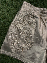 Metallic Frills Leather Shorts