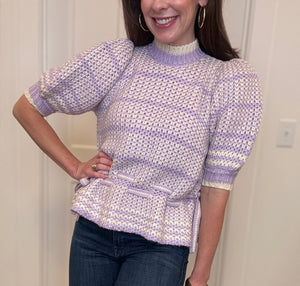 Women’s Alexa Sweater- Lilac & White