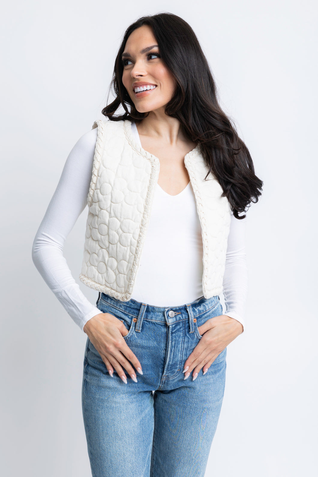 Women’s Ivory Denim Vest