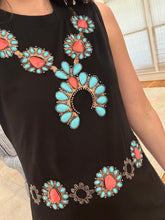 Women’s Black Turquoise Belt & Necklace Tank Dress