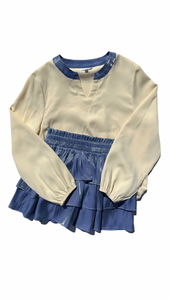 Milly Top - Cream/Blue