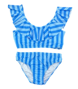 PRESALE Blue Stripe Ruffle Two Piece Swim