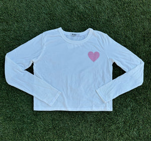 Long Sleeve Ivory Boxy Heart Tee