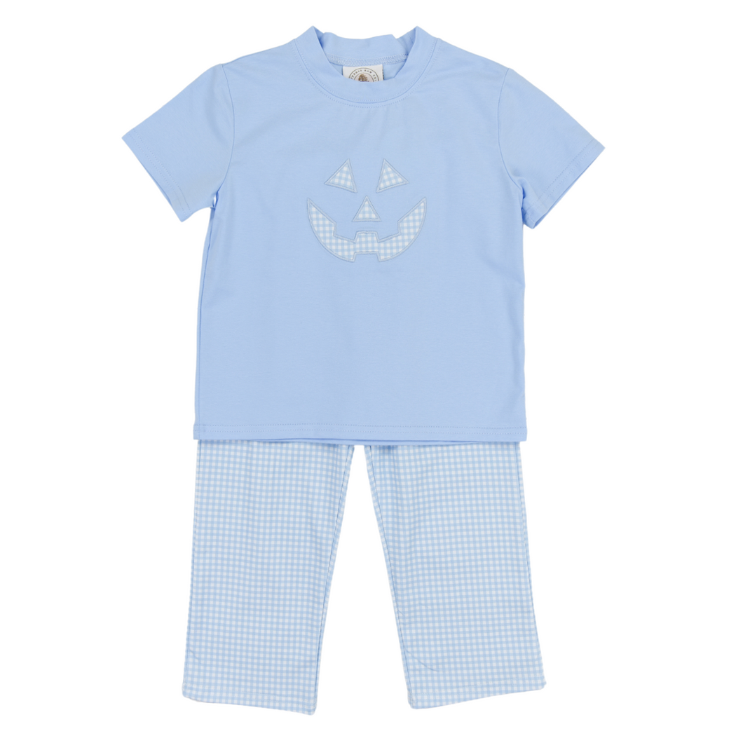 Jack O Lantern Blue Gingham Pants Set