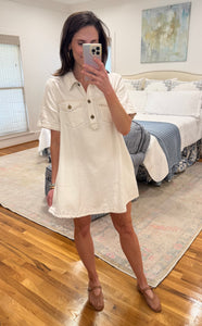 Women’s Ivory Denim Swing Shirt Dress