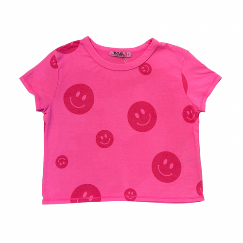 Short Sleeve Boxy Happy Face Tee