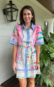 Women's Pastel Printed Shirt Dress