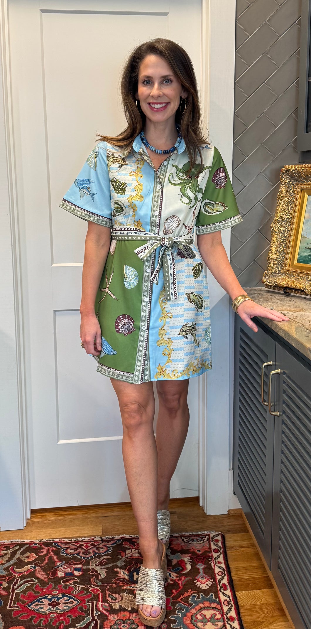 Women’s Blue and Green Octopus Dress