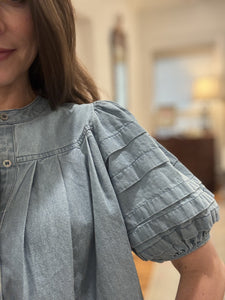 Women’s Denim Pleat Top