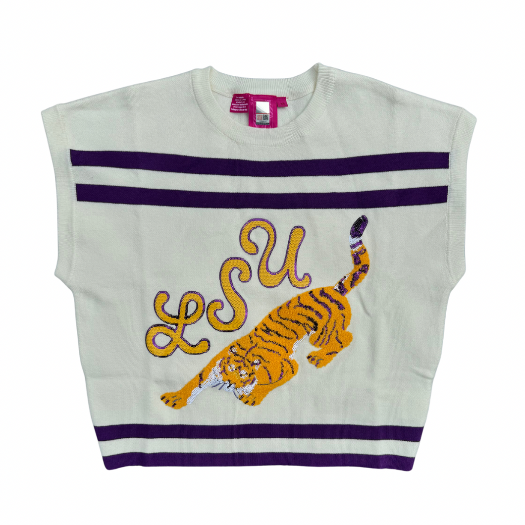 LSU Tigers Stripes Short Sleeve Top