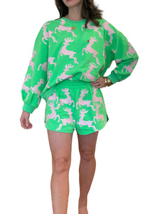 Women's Green Reindeer Shorts