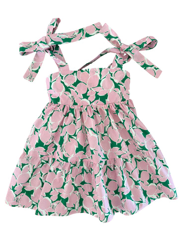 Mini Molly Dress - Pink & Green Lemons