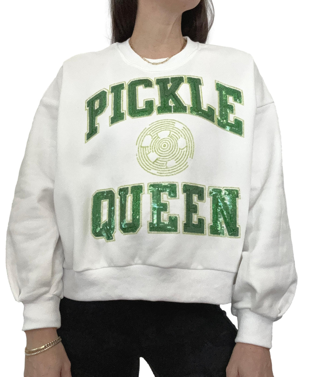 Women's White Pickle Ball Queen Sweatshirt