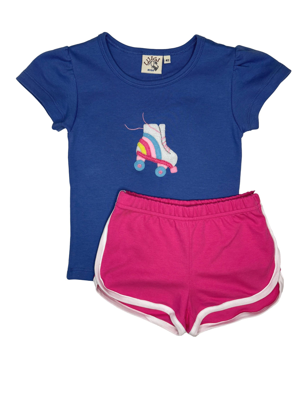 Roller Skate Shirt w/ Pink Athletic Knit Shorts Set