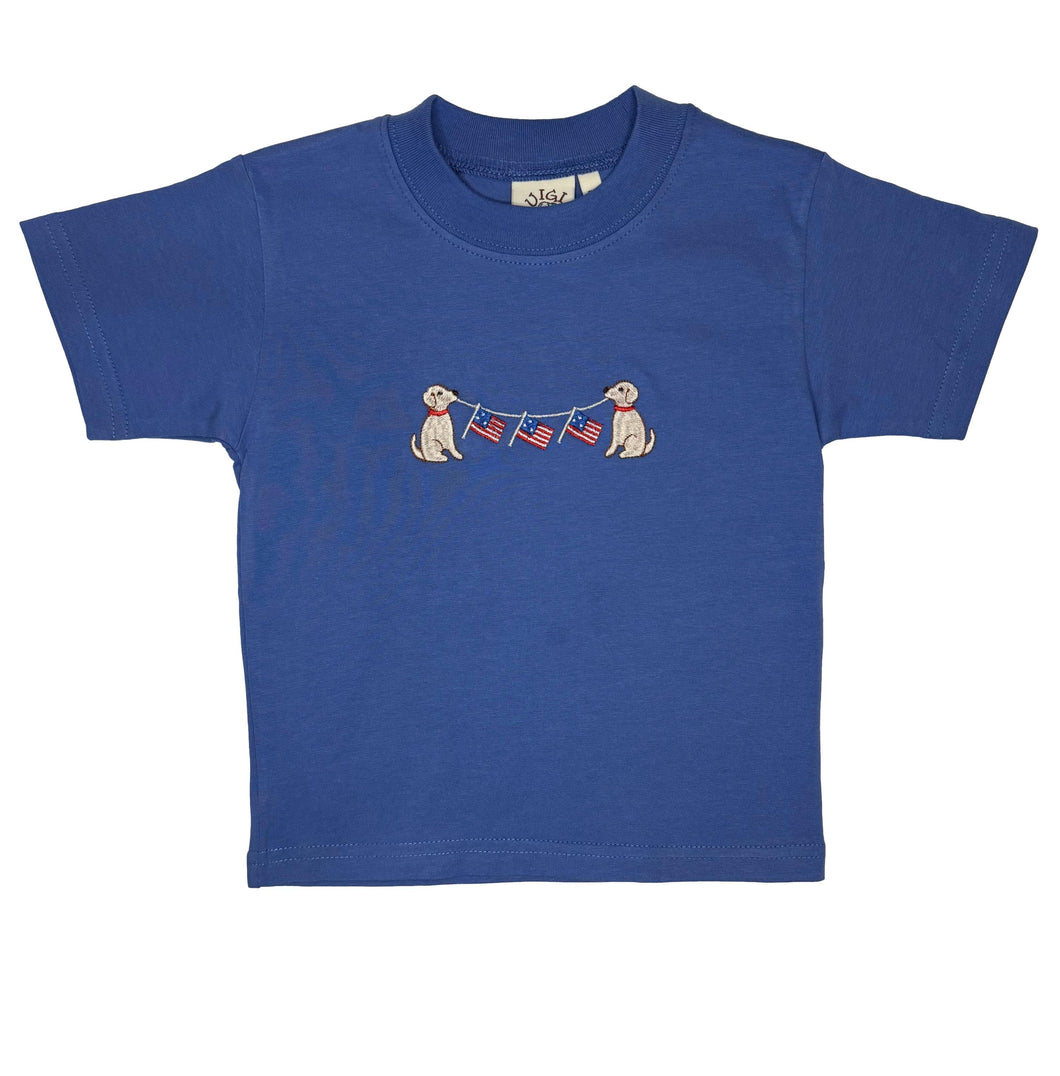 Chambray Puppies with Flags Knit Shirt