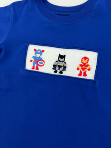 Houston Blue Shirt- Smocked Super Heroes