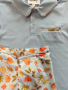 Fall Leaves Boy Blue Polo Set