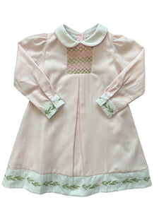Evergreen Dress- Pink w/ Embroidered Trim