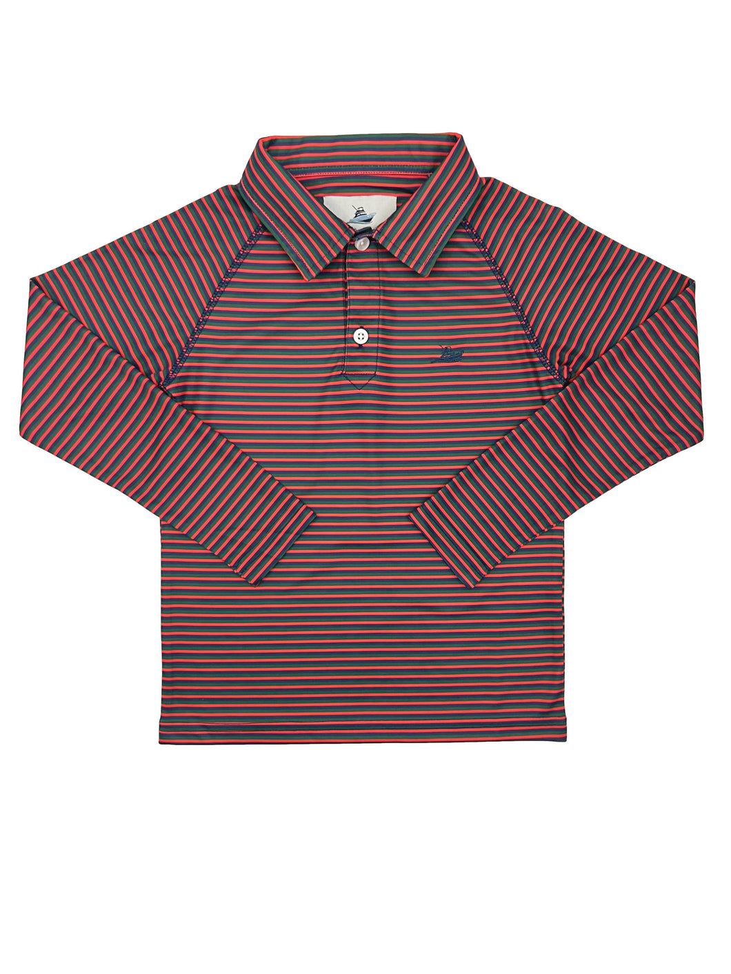 Performance Polo- Red, Navy & Green Stripe