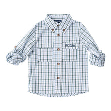 Founders Kid's Fishing Shirt- Posy Green/Powder Blue Windowpane