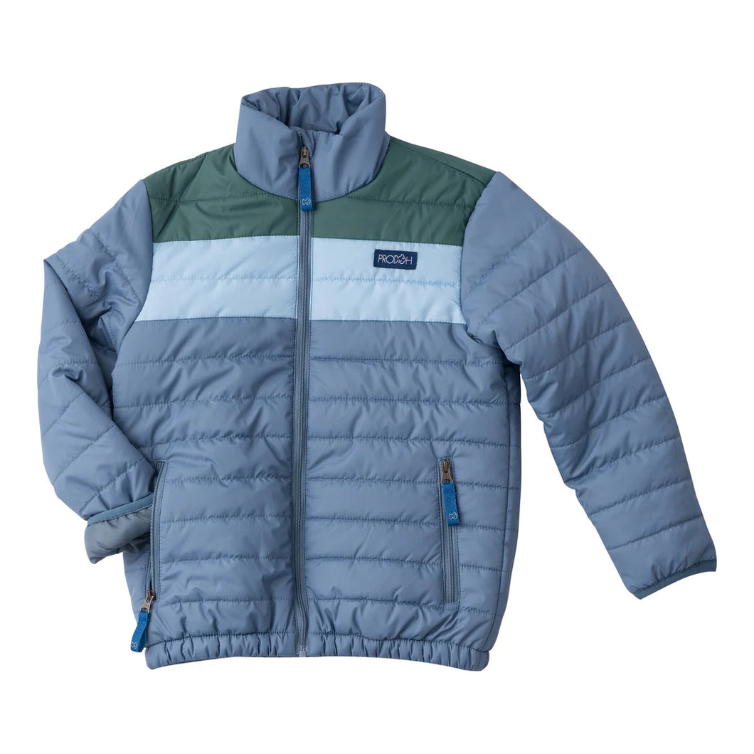 Bluefin Blue & Green Colorblock Puffer Jacket