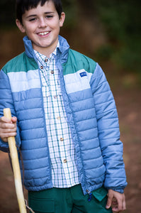 Bluefin Blue & Green Colorblock Puffer Jacket