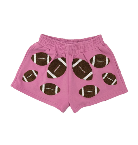 Women's Pink & Brown Fuzzy Football SHORTS