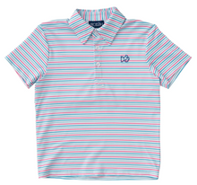 Pro Performance Polo- Pink/Turqoise/Green Stripe