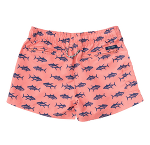Outrigger Performance Shorts- Salmon & Navy Fish