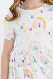 Watercolor Rainbows Twirl Dress