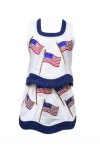 Women's White & Navy American Flag Tank