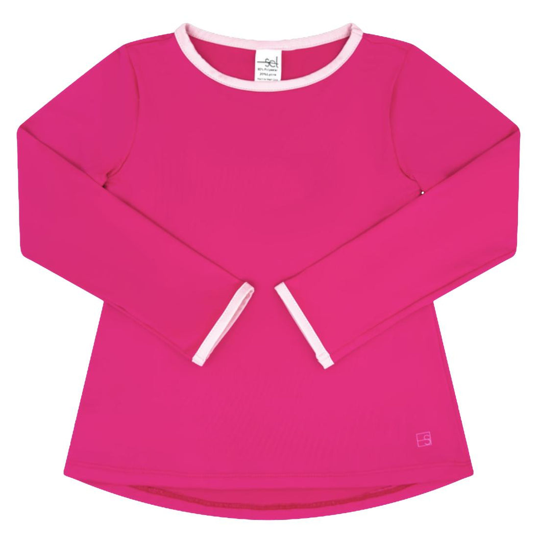 Bridget Basic Long Sleeve Shirt- Hot Pink & Cotton Candy Pink