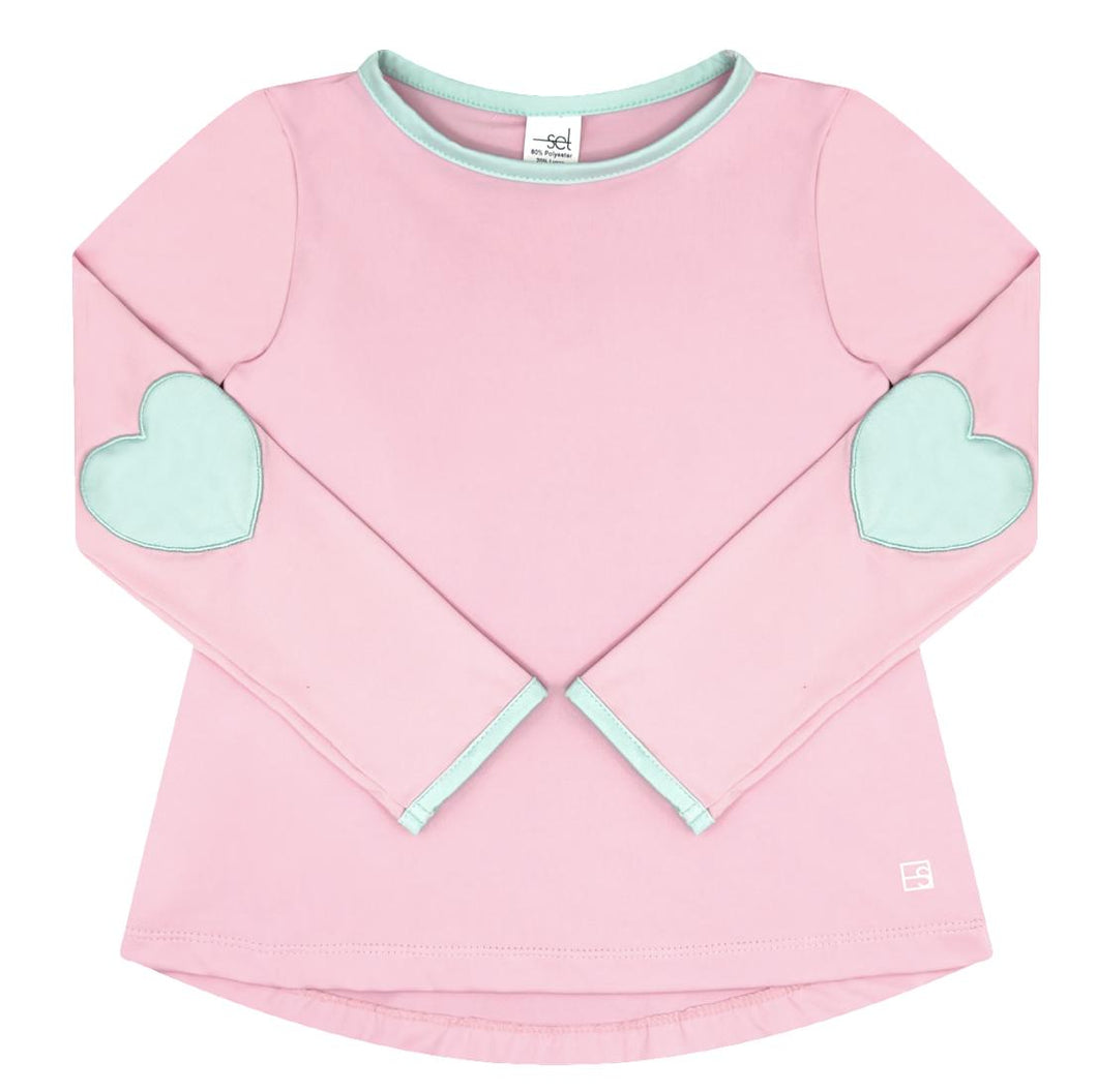 Kylie Long Sleeve Shirt- Cotton Candy Pink & Mint Green Patch