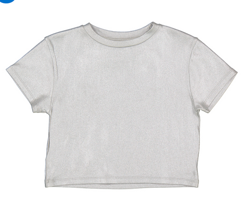 Short Sleeve Metallic Silver T-shirt