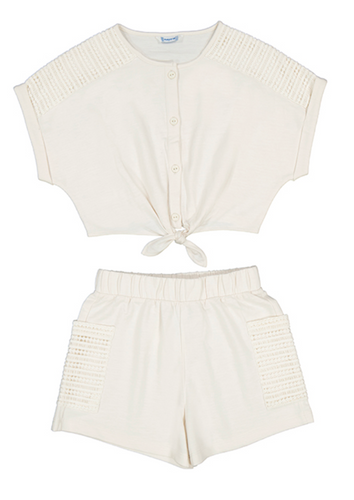 Short Sleeve Tie Shorts Set