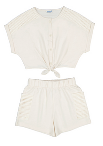 Short Sleeve Tie Shorts Set