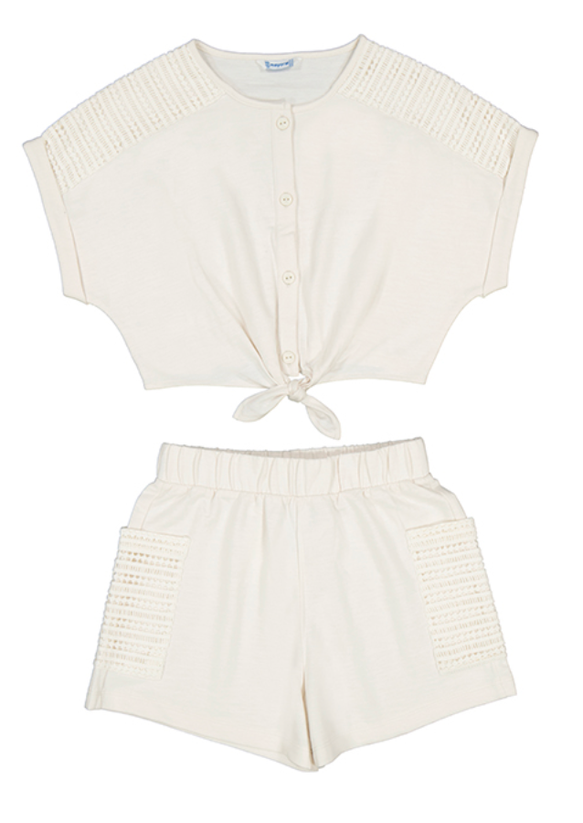 Short Sleeve Tie Shorts Set