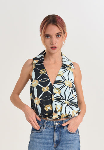 Women's Renata Split Print Halter Bubble Top