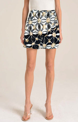 Women's Kinnsey Split Print Shirred Mini Skirt