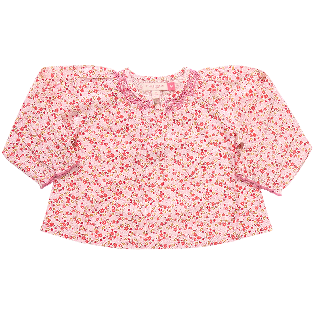 Girl's Ava Top- Pink Mini Ditsy