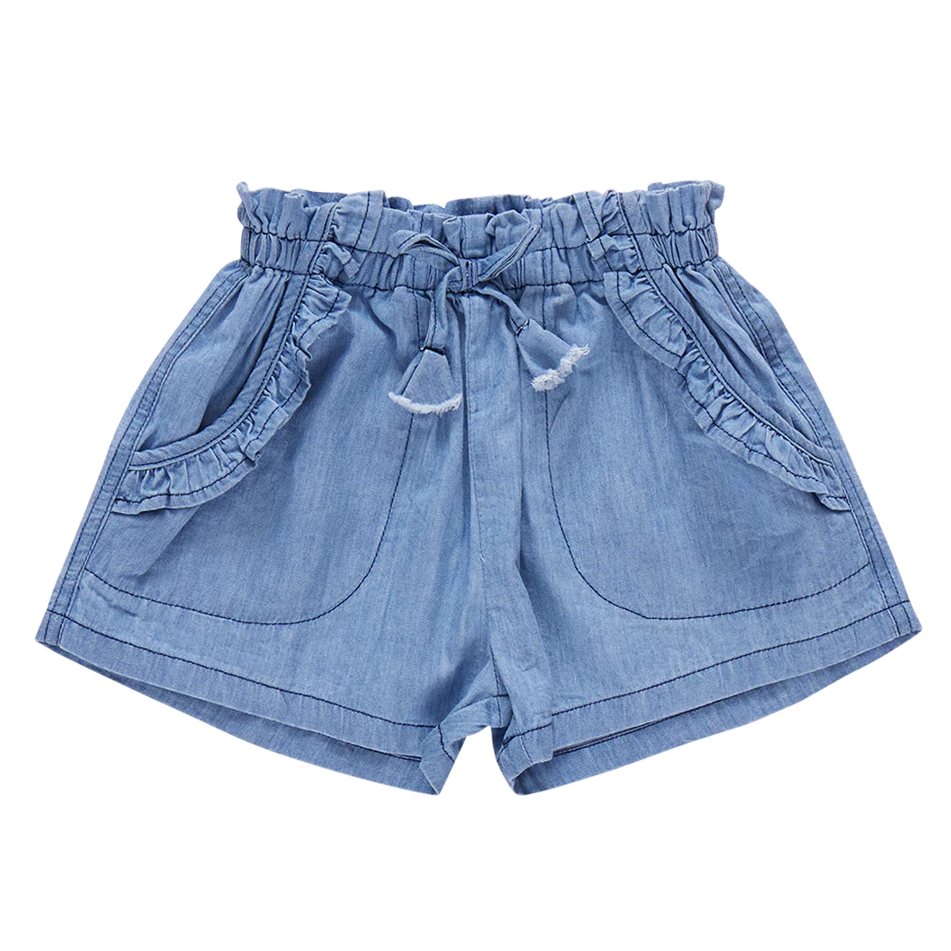 Girls Theodore Shorts- Chambray Wash