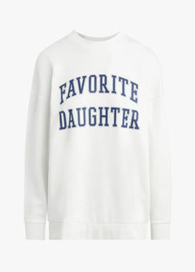 Women's White Collegiate Sweatshirt- Navy & Gray