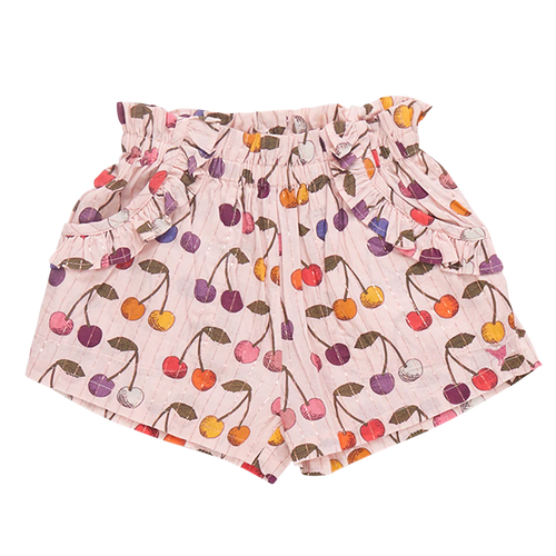 Girls Ruffle Theodore Shorts- Cloud Pink Cherry